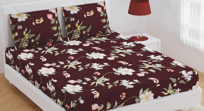 Roman Brown Abstract 180 TC Cotton Double Size Bedsheet with 2 Pillow Covers (Brown, Double Size) by Urban Ladder - Front View Design 1 - 480089