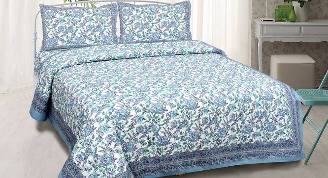 Paolo Blue Abstract 180 TC Cotton Double Size Bedsheet with 2 Pillow Covers (Blue, Double Size) by Urban Ladder - Front View Design 1 - 480127