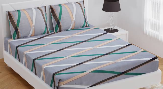 Elie Grey Abstract 180 TC Cotton Double Size Bedsheet with 2 Pillow Covers (Grey, Double Size) by Urban Ladder - Front View Design 1 - 480131