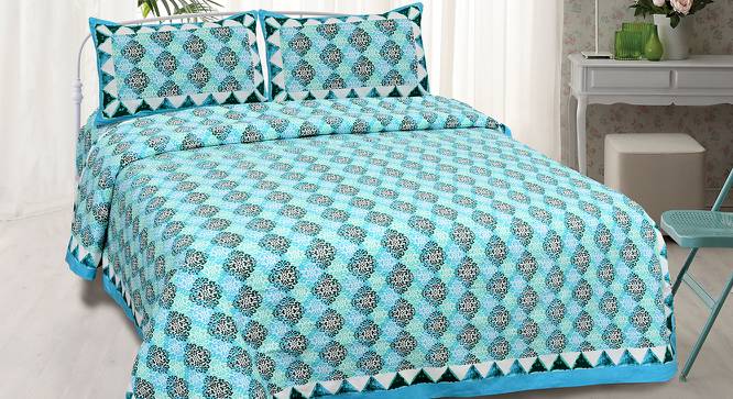 Angelo Blue Abstract 180 TC Cotton Double Size Bedsheet with 2 Pillow Covers (Blue, Double Size) by Urban Ladder - Cross View Design 1 - 480134
