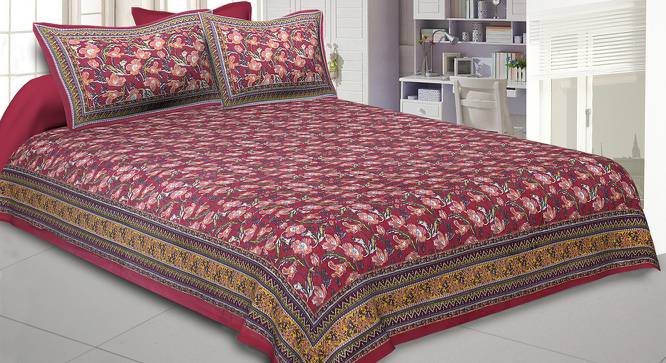 Matheo Maroon Abstract 150 TC Cotton Double Size Bedsheet with 2 Pillow Covers (Maroon, Double Size) by Urban Ladder - Front View Design 1 - 480150