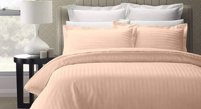Melvin Light Peach Absract 210 TC Cotton Double Size Bedsheet with 2 Pillow Covers (Double Size, Light Peach) by Urban Ladder - Front View Design 1 - 480154