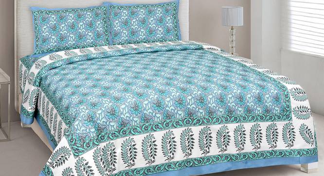 Joris Blue Abstract 180 TC Cotton Double Size Bedsheet with 2 Pillow Covers (Blue, Double Size) by Urban Ladder - Front View Design 1 - 480157