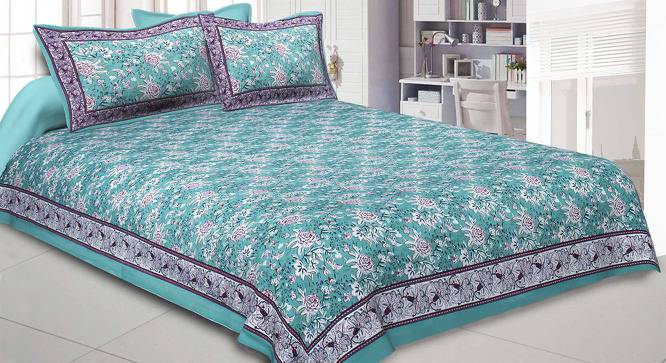 Aaron Green Abstract 150 TC Cotton Double Size Bedsheet with 2 Pillow Covers (Green, Double Size) by Urban Ladder - Front View Design 1 - 480201