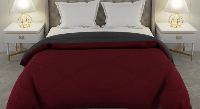 Falguni Maroon-Grey Solid 250 GSM Microfiber Double Bed Comforter (Double Size, Maroon & Grey) by Urban Ladder - Front View Design 1 - 480310