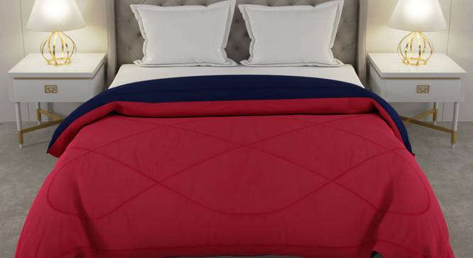 Falguni Navy Blue-Red Solid 250 GSM Microfiber Double Bed Comforter (Double Size, Navy Blue & Red) by Urban Ladder - Front View Design 1 - 480311