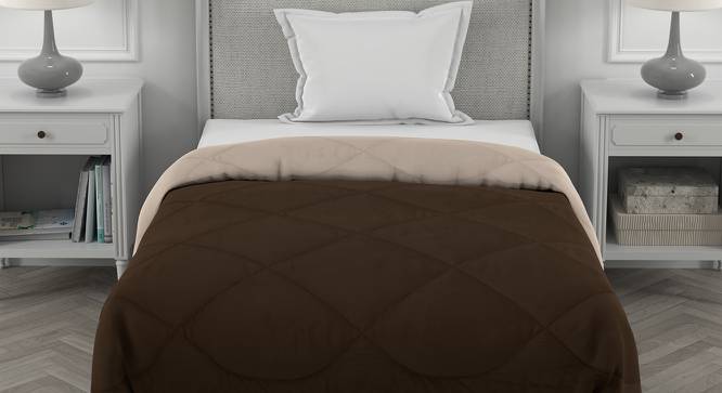 Ekiya Dark Brown-Off White Solid 250 GSM Microfiber Single Bed Comforter (Brown, Single Size) by Urban Ladder - Front View Design 1 - 480313