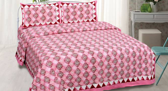 Angelo Pink Abstract 180 TC Cotton Double Size Bedsheet with 2 Pillow Covers (Pink, Double Size) by Urban Ladder - Front View Design 1 - 480316