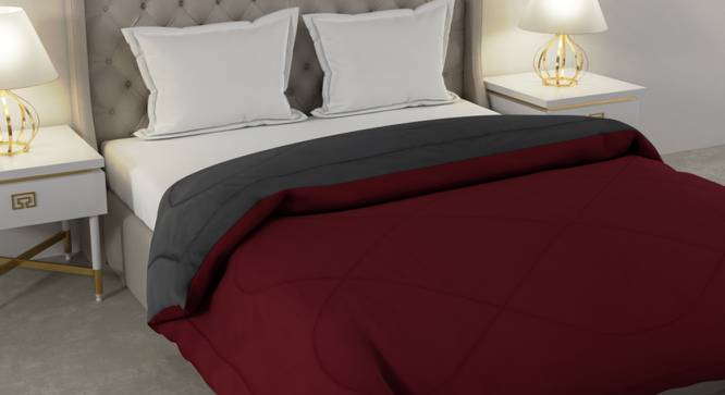 Falguni Maroon-Grey Solid 250 GSM Microfiber Double Bed Comforter (Double Size, Maroon & Grey) by Urban Ladder - Cross View Design 1 - 480322