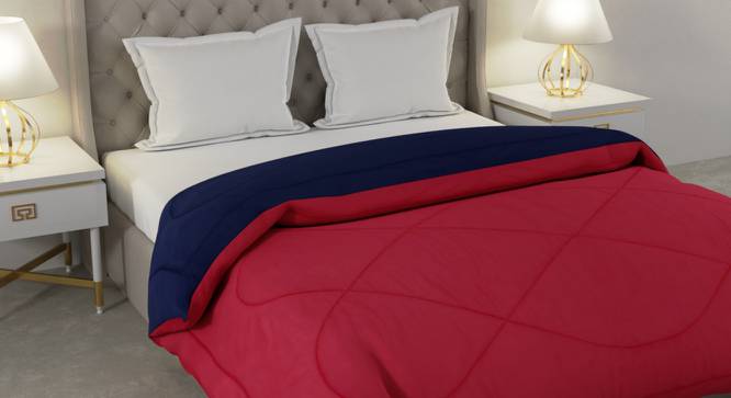 Falguni Navy Blue-Red Solid 250 GSM Microfiber Double Bed Comforter (Double Size, Navy Blue & Red) by Urban Ladder - Cross View Design 1 - 480323