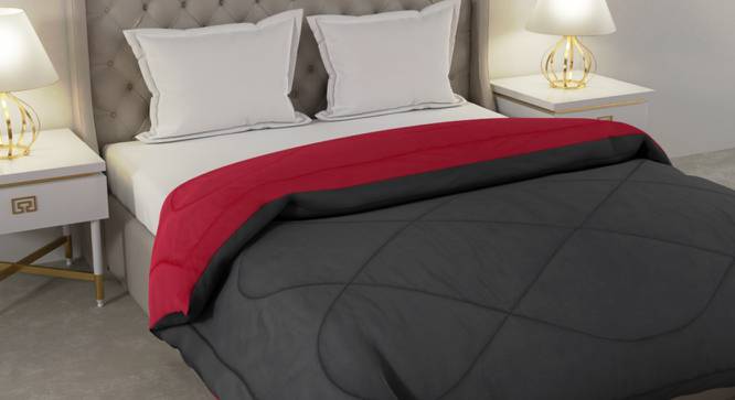 Falguni Red-Grey Solid 250 GSM Microfiber Double Bed Comforter (Double Size, Red & Grey) by Urban Ladder - Cross View Design 1 - 480324