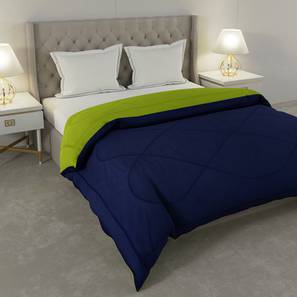 Comforters Design Navy Blue & Lemon Green Solids 250 GSM Microfiber Double Size Comforter