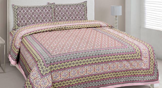Marceau Pink Abstract 180 TC Cotton Double Size Bedsheet with 2 Pillow Covers (Pink, Double Size) by Urban Ladder - Front View Design 1 - 480363