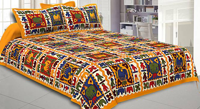 John Multicolor Abstract 180 TC Cotton Double Size Bedsheet with 2 Pillow Covers (Double Size, Multicolor) by Urban Ladder - Front View Design 1 - 480364