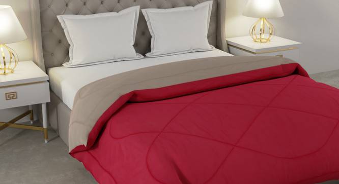 Falguni Red-Off White Solid 250 GSM Microfiber Double Bed Comforter (Double Size, Red & Off White) by Urban Ladder - Cross View Design 1 - 480388