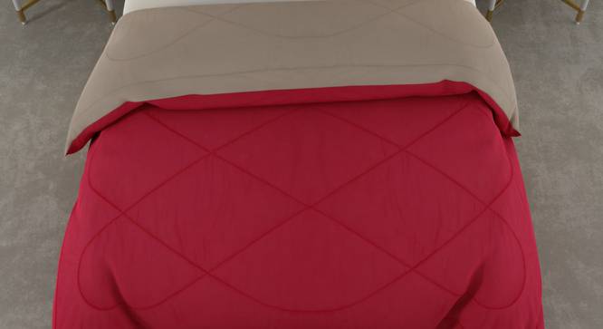 Falguni Red-Off White Solid 250 GSM Microfiber Double Bed Comforter (Double Size, Red & Off White) by Urban Ladder - Design 1 Side View - 480390