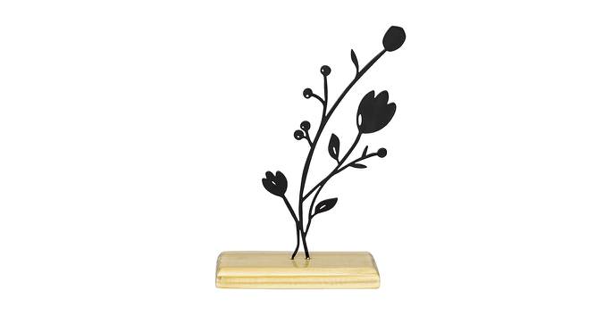 Flower on Plants Sculpture Black Metal Figurine (Black) by Urban Ladder - Front View Design 1 - 480601