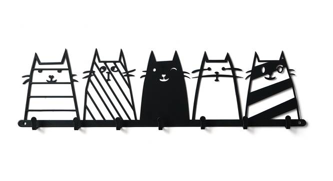 Cats Sitting Black Metal 7 Key Holder (Black) by Urban Ladder - Front View Design 1 - 480692