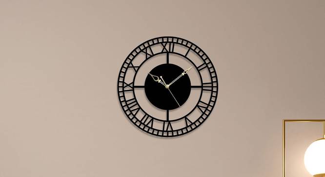 Elegant Simple Roman  Black Metal Round Aanalog Wall Clock (Black) by Urban Ladder - Cross View Design 1 - 480697