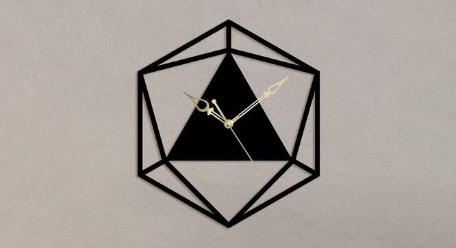 Triangle With Abstract Design  Black Metal Others Aanalog Wall Clock (Black) by Urban Ladder - Front View Design 1 - 480775