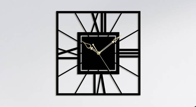 Attractive Roman Square   Black Metal Square Aanalog Wall Clock (Black) by Urban Ladder - Front View Design 1 - 480787