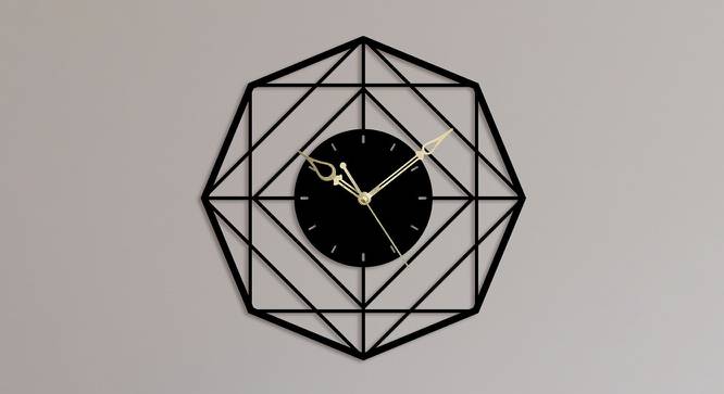 Attractive Hexagon   Black Metal Abstract Aanalog Wall Clock (Black) by Urban Ladder - Front View Design 1 - 480788
