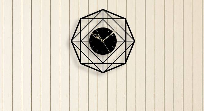 Attractive Hexagon   Black Metal Abstract Aanalog Wall Clock (Black) by Urban Ladder - Cross View Design 1 - 480817