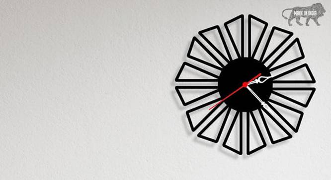 Shaped Flower Design   Black Metal Others Aanalog Wall Clock (Black) by Urban Ladder - Cross View Design 1 - 480819