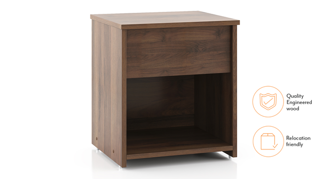 Zoey Bedside Table (With Drawer Configuration, Classic Walnut Finish) by Urban Ladder - Cross View Design 1 - 480929