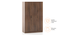 Zoey Three Door Wardrobe (Without Mirror Configuration, Classic Walnut Finish) by Urban Ladder - Cross View Design 1 - 481069