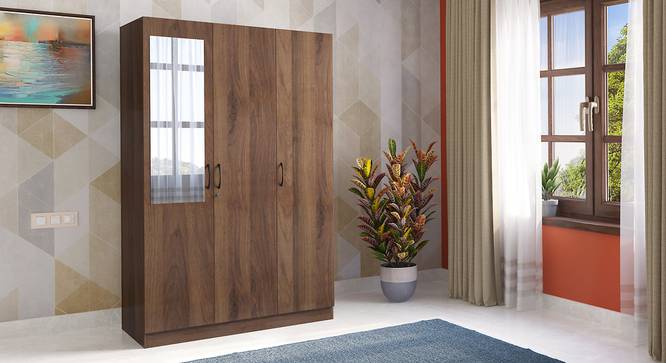 Zoey Three Door Wardrobe (With Mirror Configuration, Classic Walnut Finish) by Urban Ladder - Full View Design 1 - 481099