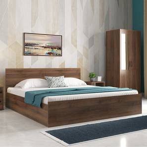 Simplywud Bedroom Sets Design Zoey Standard Storage Bedroom Set (Queen Bed+ 2 Door Wardrobe +2 Bedside) (Classic Walnut Finish)