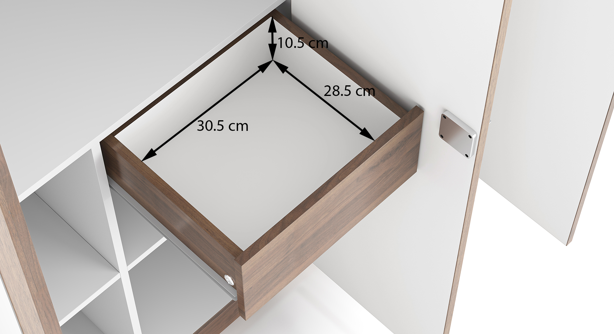 Zoey three doorwardrobe with drawer classic walnut 93