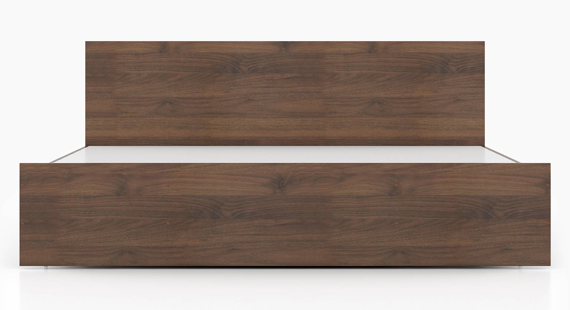 Zoey Engineered Wood Queen Size Bed in Classic Walnut Finish Urban Ladder