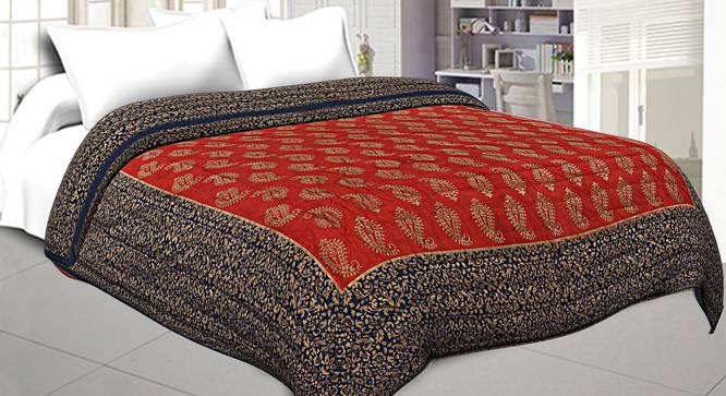 Allan Red and Blue Abstract 150 GSM Cotton Double Bed Quilt (Double Size) by Urban Ladder - Front View Design 1 - 481352