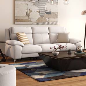 Recliners Design Emila Fabric Three Seater Motorized Recliner in Cream Colour