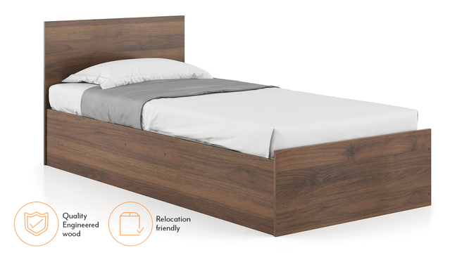 Zoey Storage Single Bed (Single Bed Size, Classic Walnut Finish) by Urban Ladder - Cross View Design 1 - 481437