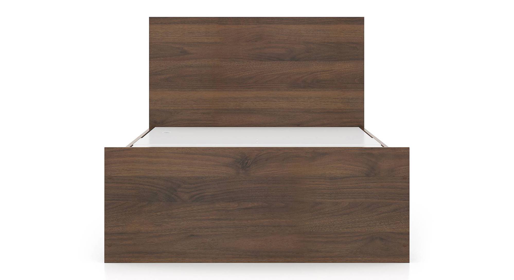 Zoey Engineered Wood Single Size Box Storage Bed in Classic Walnut