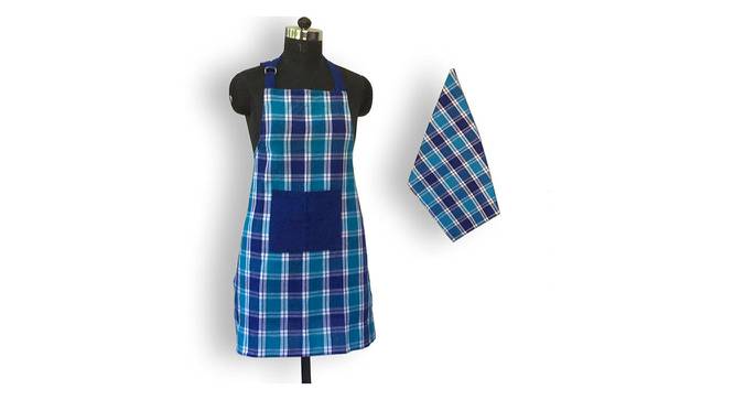 Deysi Cotton Apron in Blue Color - Set of 2 (Blue) by Urban Ladder - Cross View Design 1 - 481493