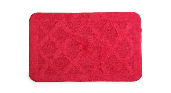Ivy Red Solid Cotton 20x32 Inches Anti-Skid Bath Mat with Contour (Red) by Urban Ladder - Cross View Design 1 - 481785