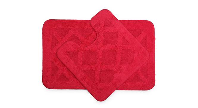 Ivy Red Solid Cotton 20x32 Inches Anti-Skid Bath Mat with Contour (Red) by Urban Ladder - Front View Design 1 - 481804