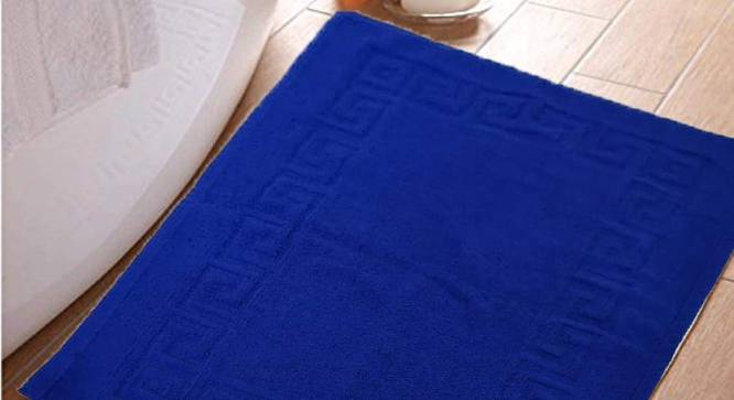 Hayley Blue Solid Cotton 20x32 Inches Anti-Skid Bath Mat (Blue) by Urban Ladder - Front View Design 1 - 481813