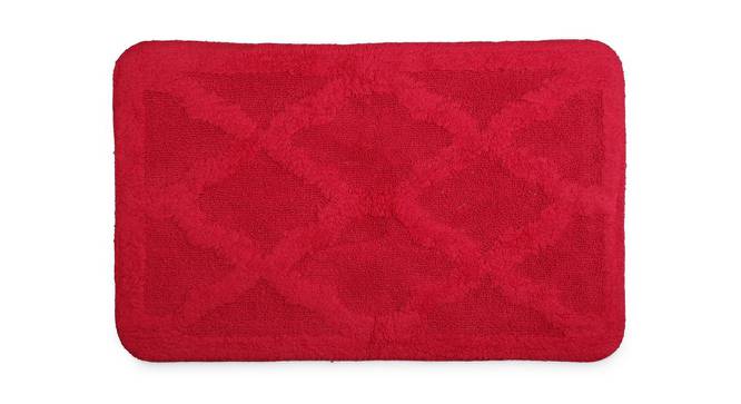 Ashlynn Red Solid Cotton 20x32 Inches Anti-Skid Bath Mat (Red) by Urban Ladder - Front View Design 1 - 481845