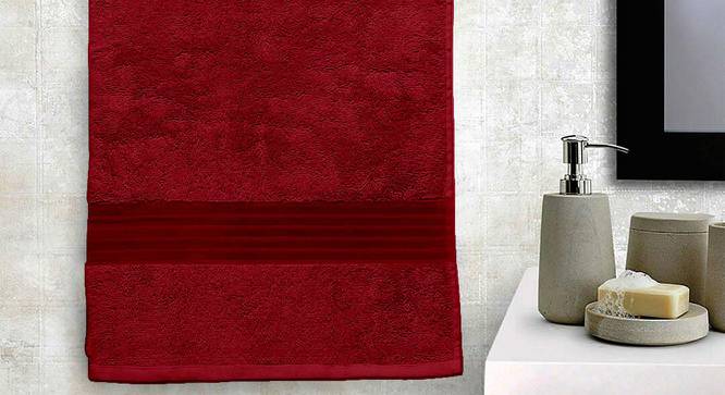 Tylor Maroon Solid 250 GSM 28x59 Inches Cotton Bath Towel (Maroon) by Urban Ladder - Cross View Design 1 - 481905
