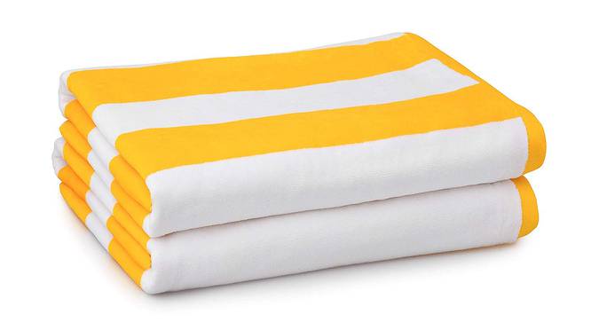 Litton Multicolor Solid 250 GSM 36x72 Inches Cotton Bath Towel (Yellow & White) by Urban Ladder - Front View Design 1 - 481920