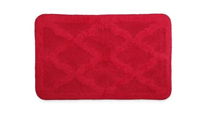 Liv Red Solid Cotton 20x32 Inches Anti-Skid Bath Mat with Contour (Red) by Urban Ladder - Front View Design 1 - 481974