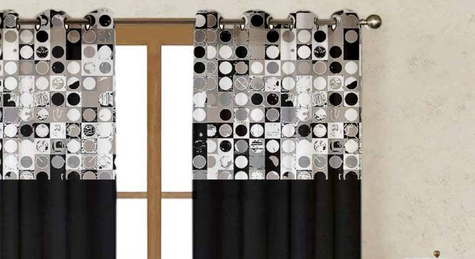 Noemi Black Cotton Room Darkening 7.5 ft Door Curtain Black (Black, 137 x 152 cm  (54" x 60") Curtain Size, Eyelet Pleat) by Urban Ladder - Cross View Design 1 - 482015