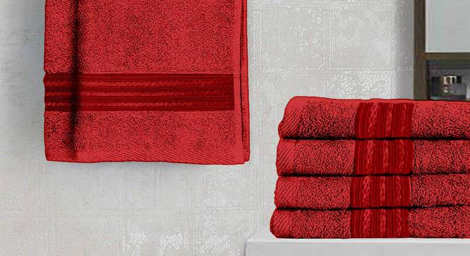 Carleton Red Solid 250 GSM 16x24 Inches Cotton Hand Towel- Set of 6 (Red) by Urban Ladder - Cross View Design 1 - 482020