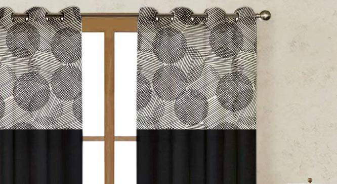 Roselyn Black Cotton Room Darkening 7.5 ft Door Curtain Black (Black, 137 x 274 cm  (54" x 108") Curtain Size, Eyelet Pleat) by Urban Ladder - Cross View Design 1 - 482069