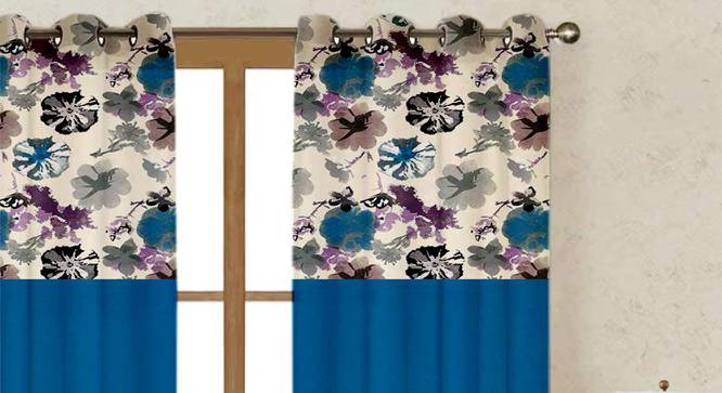 Noemi Blue Cotton Room Darkening 7.5 ft Door Curtain Blue (Blue, 137 x 152 cm  (54" x 60") Curtain Size, Eyelet Pleat) by Urban Ladder - Cross View Design 1 - 482127